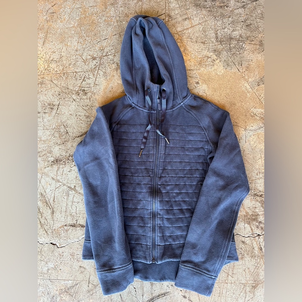 Lululemon Fleece Be True‎ Hoodie Black Moto Full Zip Heavyweight Cotton Fleece 4